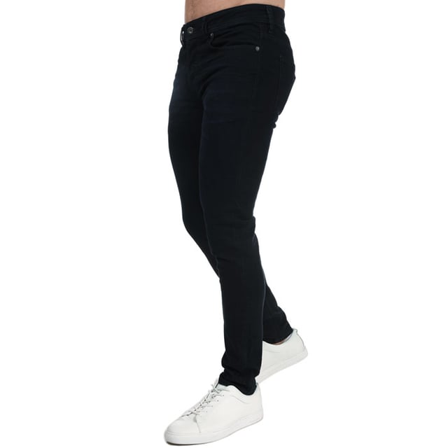 Mens Diesel Sleenker -X Skinny Fit Jeans in navy.- 5-pocket construction. - Full branded button fly.- Six belt loops on the waistband.- Top stitch detail.- Branded strip across small pocket.- Signature Diesel logo patch on the reverse right side of the waistband.- Skinny fit. - 98% Cotton  2% Elastane.- Ref: 00SWJE0095X01