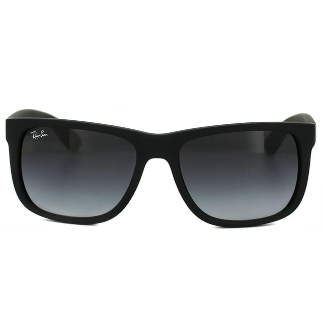 Ray-Ban Sunglasses Justin 4165 601/8G Rubber Black Grey Gradient are inspired by the Original Wayfarer 2140 and are one of the coolest designs throughout the entire Ray-Ban collection. Justin is a bold style that features large, boxy lenses that suit most face shapes and they share the same winged temples as the classic 2140. The propionate plastic frame is super lightweight for comfort and theyâ€™re available in bright, fresh colours as well as the traditional choices. The Ray-Ban Justin is part of the Highstreet collection and are therefore a more affordable choice..