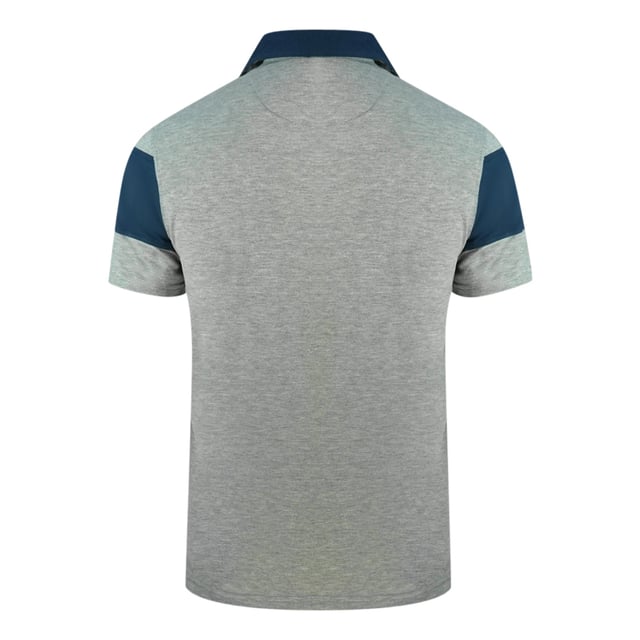 Aquascutum Colour Block Aldis Crest Chest Logo Grå pikétröja. Aquascutum Grå polotröja. Aldis-logotyp, korta ärmar. Stretchpassform 95% bomull 5% elastan. Vanlig passform, passar perfekt i storlek. Stil QMP030 94