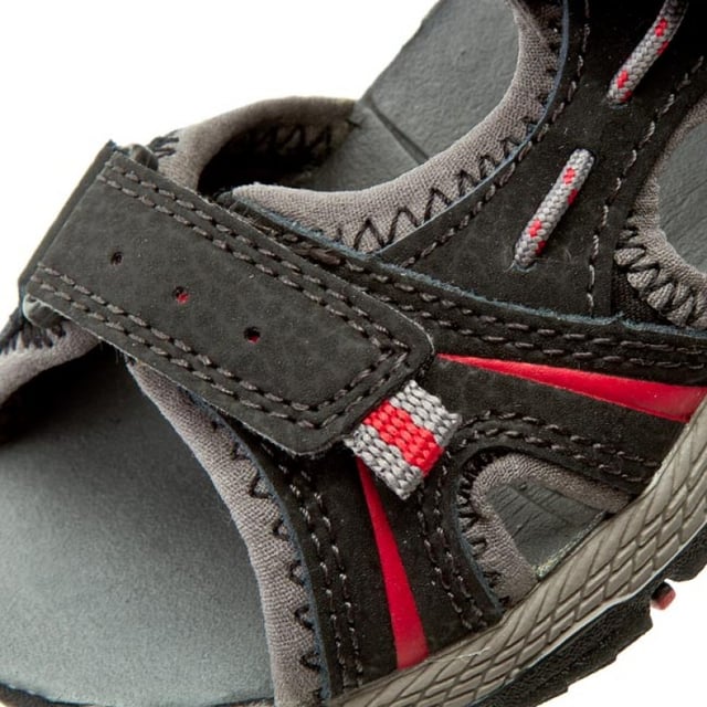Merrell Panther Hook & Loop Black Nubuck Leather Kids Sandals MC53338