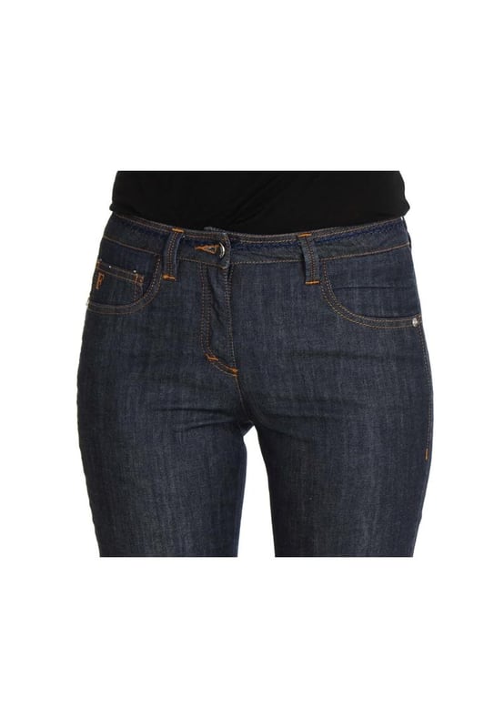 Brand: Gianfranco Ferre
  Condition: Brand new with tags
  Style: Flare boot cut
  Color: Blue
  Material: 100% cotton
  Pockets: Two front and two back pockets
  Closure: Zipper fly
  Details: Logo details
  Origin: Made in Italy
  Gender: Women