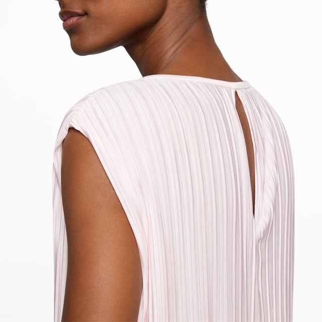 Womens BOSS Emanis Dress- 3 layer dress with colour blocking- Pleated design- Round neck- Dropped shoulder with straight fit- Sleeveless- Keyhole back with mini button. - Midi length- Main: 68% viscose  32% polyester. Lining: 100% modal. Machine wash.- Ref: 50472409-965