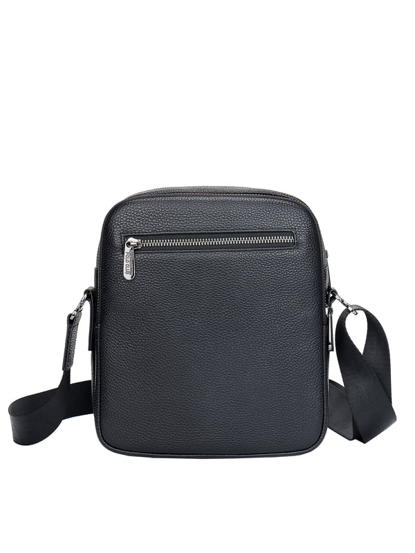 Bolso bandolera para hombre. El cierre es con cremallera. Los bolsillos internos son uno con cremallera y otro abierto. Los bolsillos externos son dos delanteros con cremallera y uno trasero con cremallera. La bandolera está fabricada en PVC. Falta el mango. Hay un compartimento interno. El material exterior es 100% Piel Auténtica. Internamente no está forrado. Medidas: 21x25x9,5 cm. Producto de moda