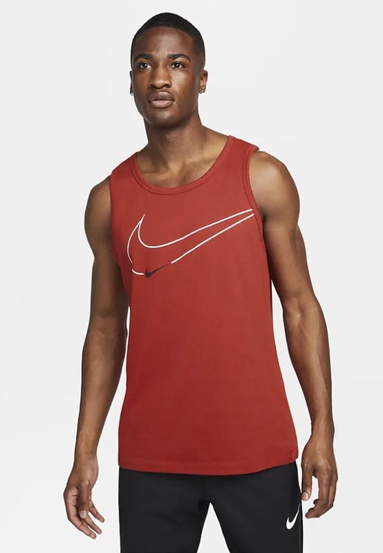 Nike Dri FIT Mens Graphic Training Tank Vest in Red