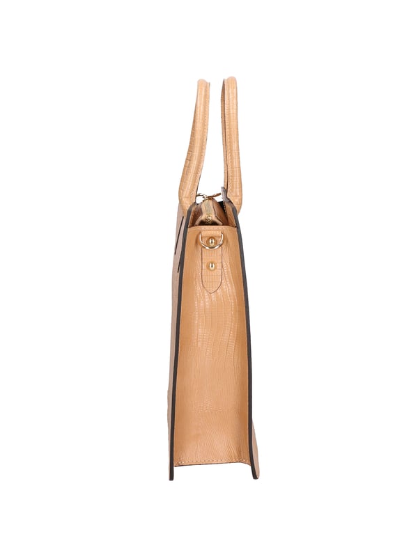 Bolso shopping rígido para mujer, en piel auténtica estampada con efecto lagarto. Equipado con bandolera ajustable y extraíble. Producto artesanal italiano. Hecho en Italia