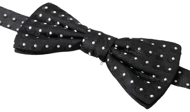 Dolce & Gabbana Black white 100% Silk Adjustable Neck Papillon Tie main image 1