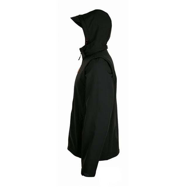 Mens jacket. Waterproof 8000mm and breathable 1000g TPU membrane. Windproof. Micro fleece inner layer. Detachable adjustable peaked hood. Full length zip with inner storm flap. Detachable sleeves. One chest zip pocket and two front zip pockets with contrast zip pulls. Adjustable cuffs. Drawcord hem. Fabric: 95% Polyester, 5% Elastane Outer. Mens Chest (to fit inches): S(36/38), M(38/40), L(41/42), XL(43/44), XXL(45/47).