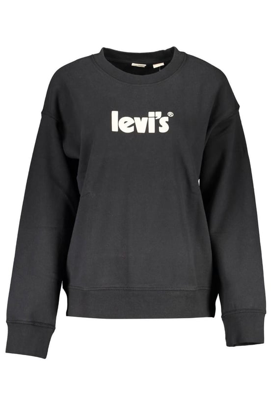 Black cotton sweater
  Long-sleeved sweatshirt
  Round neck
  Stylish print with logo
  Designed for women
Material: 100% Cotton