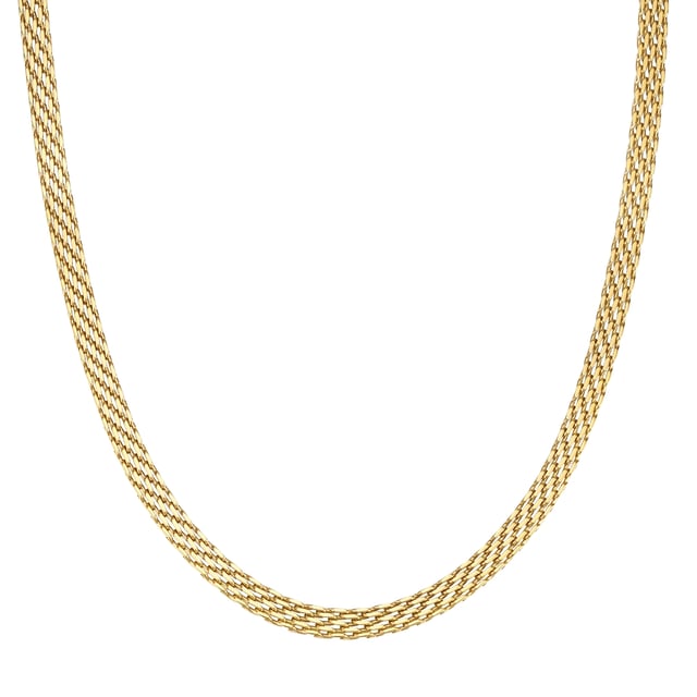 A must-have for every jewelry box are accessories in striking designs that have what it takes to be an eye-catcher even without any glitter. This extravagant link chain from the young label EASTSIDE in the style of a massive, wide necklace is made of stainless steel and plated with warm, shimmering yellow gold. The high level of robustness and ease of care make jewelry made of stainless steel an uncomplicated everyday companion for modern women - whether in the office, playing sports, at a party or on vacation. The extension piece with lobster clasp guarantees a perfect fit in the décolleté and rounds off the wearing comfort.