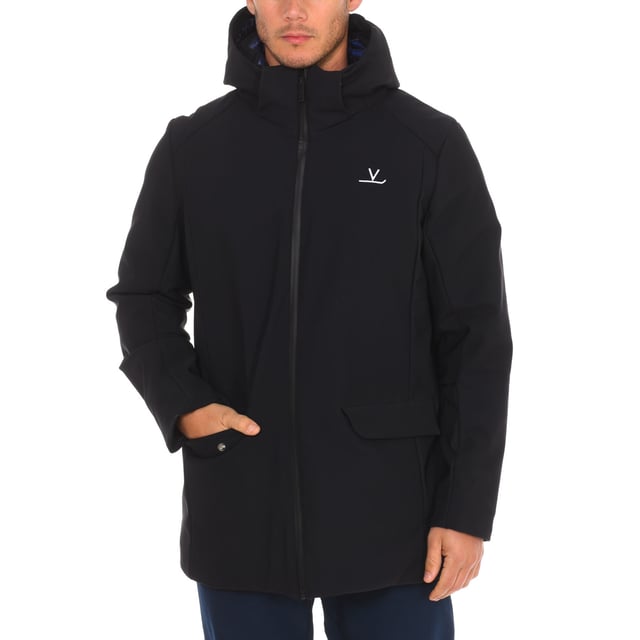 Waterproof jacket Vuarnet.
 Removable hood.
 Zip closure.
 Two hand pockets with button closure.
 One internal zipper pocket.
 Brand logo on the upper front side and on the upper back.
 Seams seen in tone.
 Composition: 80% Polyamide, 20% Elastane
 Care:
Handwash.
 Do not iron.
 Do not use dryer.
 Do not use bleach.
 Do not dry clean.