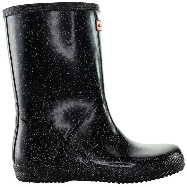 Introducing the Hunter First Classic Starcloud Kids Black Boots—a stylish and practical choice for young adventurers. Designed by the renowned brand Hunter, these boots combine functionality with a touch of celestial flair. Let's explore the key features of the Hunter First Classic Starcloud Kids Black Boots:

 Classic Design:  The boots feature the classic design that Hunter is known for, with a tall shaft for optimal coverage and protection. This design ensures that little feet stay dry and comfortable, making these boots suitable for various weather conditions.

 Starcloud Print:  Adding a playful and whimsical touch, the Starcloud print on these boots features celestial elements like stars. This design not only enhances the aesthetic appeal but also captures the imagination of young wearers.

 Waterproof Construction:  Hunter is renowned for its waterproof boots, and the First Classic Starcloud Kids Boots are no exception. The waterproof construction ensures that little feet stay dry during rainy days, making them perfect for puddle-jumping adventures.

 Durable Material:  Crafted from high-quality materials, these boots are designed to withstand the activities of active kids. The durable construction ensures longevity, making them a reliable choice for everyday wear.

 Easy On and Off:  The boots are designed with little ones in mind, featuring an easy-on design. This makes them convenient for kids to put on and take off independently, promoting a sense of autonomy.

 Comfortable Lining:  The boots are likely to have a comfortable lining, providing a cozy and snug fit. This feature ensures that young adventurers can enjoy their outdoor activities in comfort.

 Grippy Outsole:  The sturdy outsole provides reliable traction, reducing the risk of slips and falls. This is particularly important for kids who love to explore various terrains.

 Iconic Hunter Logo:  The iconic Hunter logo is likely featured on the front or side of the boots, showcasing the brand's commitment to quality and style. The logo adds a touch of authenticity to these playful and functional boots.

 Available in Kids' Sizes:  The Hunter First Classic Starcloud Boots are available in a range of kids' sizes, ensuring a proper and comfortable fit as children grow.