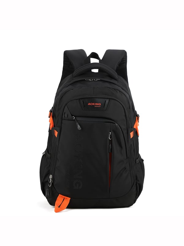 Mochila unisex. El cierre es con cremallera. Los bolsillos internos son uno abierto. Hay tres bolsillos externos con cremallera y dos laterales abiertos. Falta la correa para el hombro. El asa es de tela. Hay un compartimento interno. El material exterior es poliéster. Internamente está forrado en poliéster. Medidas: 32x18x45 cm. Producto de moda