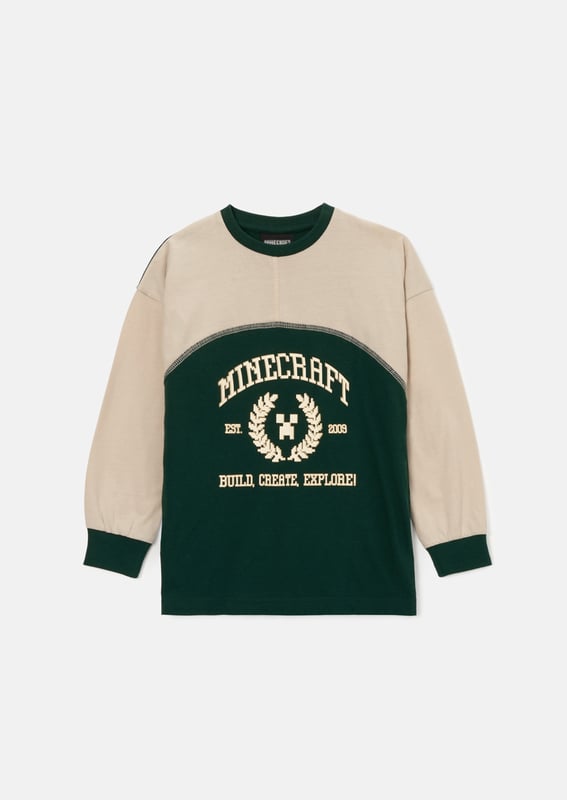 These supersoft Minecraft branded PJs with our A&R twist are a collab dream! Crafted from super soft jersey featuring a varsity style graphic. you'll be the coolest mob at the sleepover.