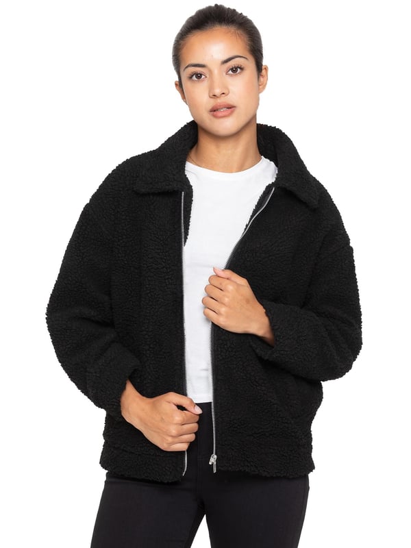 Black borg jacket womens new arrivals
