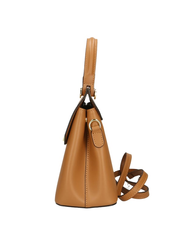 Bolso de mano para mujer en piel genuina arrugada con doble compartimento. Equipado con una correa de hombro extraíble. Producto artesanal italiano. Fabricado en Italiaù