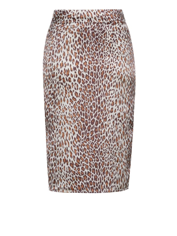 100% poliéster; Falda Guess Falda Joscelin;  Modelo: Q3GD51WF310 P1AR;  Mano de obra de alta calidad;  cintura alta;  longitud de la rodilla;  cremallera trasera;  hendidura trasera;  Detalles del logotipo de Guess.