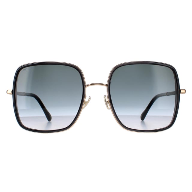 Jimmy Choo Square Womens Gold Grey Dark Grey Gradient JAYLA/S  Sunglasses are a fashionable square frame, enhancing your facial features while providing optimal sun protection. The high-quality metal material used in their construction ensure durability and comfort, making them the ideal companion for both everyday wear and special occasions. The Jimmy Choo logo features on the slender temples for brand authenticity.