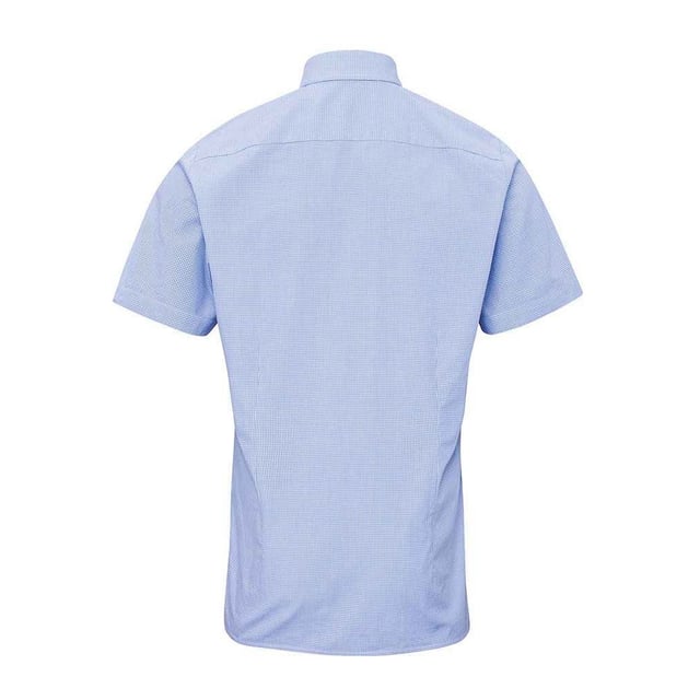 100% Cotton. Fabric: Poplin, Yarn Dyed. Design: Gingham. Hem: Curved. Sleeve-Type: Short-Sleeved. Neckline: Soft Touch, Turn Down Collar. Clear Buttons. Fit: Semi-Fitted. 115gsm. Sustainability: Amfori, BSCI, REACH, Sedex, WRAP Certified.