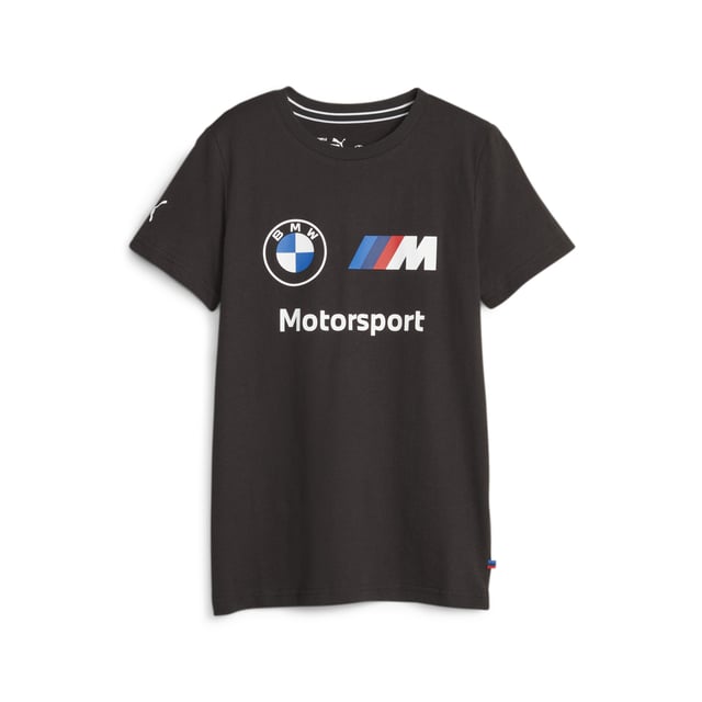 PRODUCT STORY: Step out in this t-shirt reflecting the high-performance and cutting-edge technology of BMW M Motorsport. In seasonal colours with a large placement print, it styles easily back across the entire collaboration. FEATURES & BENEFITS: Made with at least 20% recycled material as a step toward a better future. DETAILS: Regular fit; Crewneck; BMW M Motorsport insignia printed on the chest; PUMA Cat Logo on the right sleeve; PUMA Youth: Recommended for juniors between 8 and 16 years; Unisex.