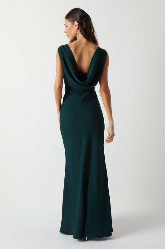 green emerald velvet dress Plaza Black Plunge Halter-Neck Fishtail Maxi Dress  Club L London