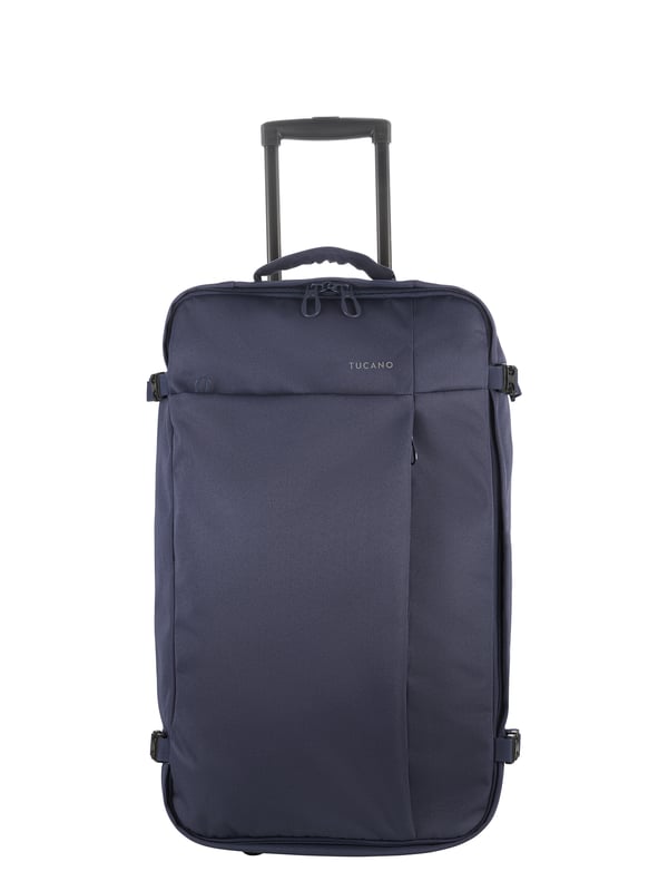 unisex koffer met ritssluiting. één open binnenzak. twee voorvakken met ritssluiting aan de buitenkant. ontbrekende schouderband. in polycarbonaat handvat. een binnencompartiment.  extern materiaal.  Binnenkant van gerecycled polyethyleentereftalaat. Afmetingen: 36x63x20 cm. Modeproduct