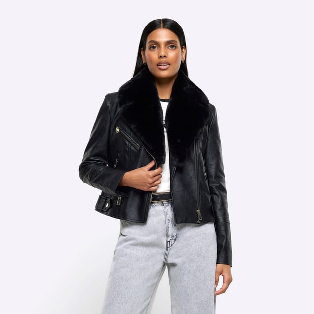Firetrap biker faux deals fur jacket