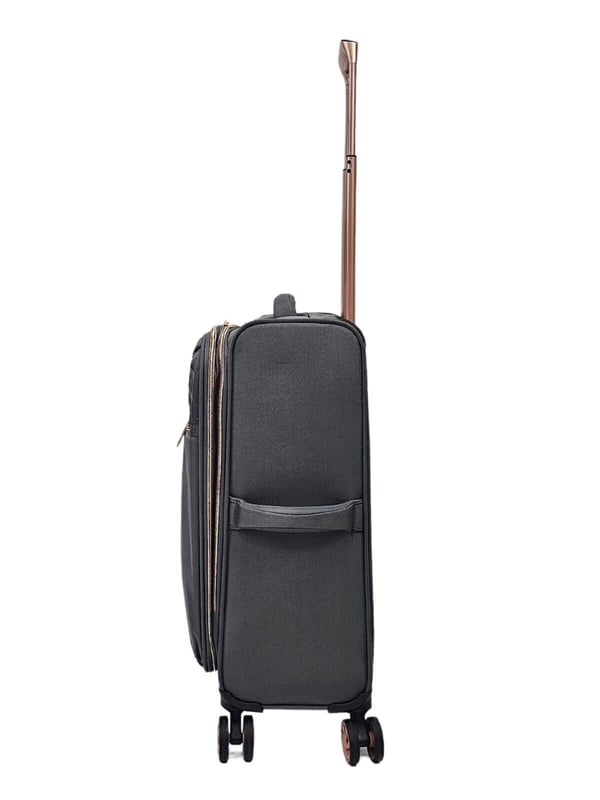 Skyper-Kofferkollektion: Wo Stil auf müheloses Reisen trifft! Wir stellen Ihnen die Skyper Suitcase-Kollektion vor, eine nahtlose Verbindung von Mode und Funktionalität, die Ihr Reiseerlebnis bereichern soll. Diese atemberaubende Kollektion ist in vier Größen und einer Reihe schicker Farben erhältlich, darunter Schwarz, Lila, Blaugrün und Grau, um den unterschiedlichen Geschmäckern jedes Reisenden gerecht zu werden. Hauptmerkmale: • Kontrastierender Reißverschluss in Roségold: Beim Skyper-Koffer wird auf Details geachtet. Der kontrastierende Reißverschluss in Roségold verleiht nicht nur ein Element von Eleganz und Raffinesse, sondern sorgt auch dafür, dass Ihre Sachen stilvoll gesichert sind. • Spinner-Räder: Verabschieden Sie sich von den Strapazen beim Umgang mit schwerem Gepäck. Jeder Skyper-Koffer verfügt über leichtgängige Spinnerräder, die eine mühelose Navigation durch Flughäfen, Straßen und Hotellobbys ermöglichen. Die 360-Grad-Spinnerräder sorgen für außergewöhnliche Manövrierfähigkeit und ein nahtloses Reiseerlebnis. • Vordertasche: Mit der praktischen Vordertasche bleiben Sie unterwegs organisiert. Diese zugängliche Tasche ist ideal für die Aufbewahrung von Reiseutensilien wie Pässen, Bordkarten und kleinen Elektronikgeräten und stellt sicher, dass Ihre wichtigen Gegenstände immer griffbereit sind. • Leichtes Material: Reisen Sie bequem mit der leichten Konstruktion des Skyper-Koffers. Dieser Koffer ist aus langlebigen Materialien gefertigt, die das Gewicht auf ein Minimum reduzieren. So können Sie mehr einpacken, ohne die Gepäckgrenzen zu überschreiten. Perfekt für Vielflieger und Abenteuerlustige. Ganz gleich, ob Sie einen Wochenendausflug oder eine Fernreise planen, die Skyper-Kofferkollektion sorgt dafür, dass Sie stilvoll und bequem reisen. Verschönern Sie Ihre Reise mit diesem atemberaubenden Koffer, der modisches Design mit praktischen Funktionen nahtlos verbindet, und das alles zu einem erschwinglichen Preis. Rüsten Sie auf den Skyper-Koffer auf und definieren Sie Ihr Reiseerlebnis neu – intelligent, stilvoll und problemlos! Komplettset 3 Größen | Cabin+ Medium+ Large, • 20-Zoll-Kabinenkoffer – Größe 56 x 36 x 22 cm, Gewicht: 2,4 kg, Fassungsvermögen: 46 Liter • 25-Zoll-Mittelkoffer – Größe 72 x 44 x 26 cm, Gewicht: 2,9 kg, Fassungsvermögen: 90 Liter • 29 Zoll groß Koffer – Größe 81,5 x 49 x 30 cm, Gewicht: 3,4 kg, Fassungsvermögen: 128 Liter. Hinweis: Dieses Produkt wird in mehreren Größen geliefert, Sie erhalten alle auf den Bildern gezeigten Größen