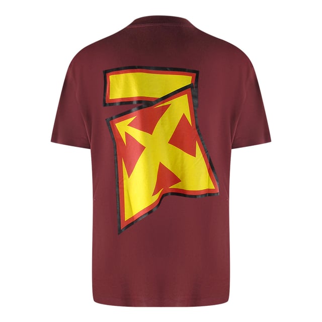 Off-White Thunder Stable Oversized Fit Burgundy T-Shirt