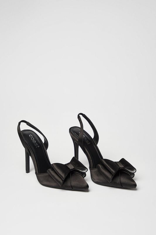 Tamara Satin Bow Sling Back Stiletto Court Shoes