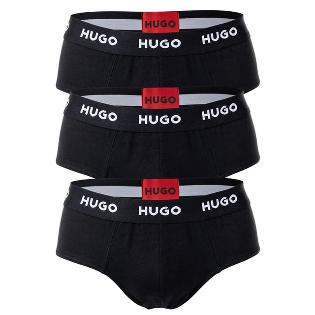 Classic briefs for men by the brand HUGO. Comfortable logo waistband. Made from soft stretch cotton. In an advantageous three-pack.