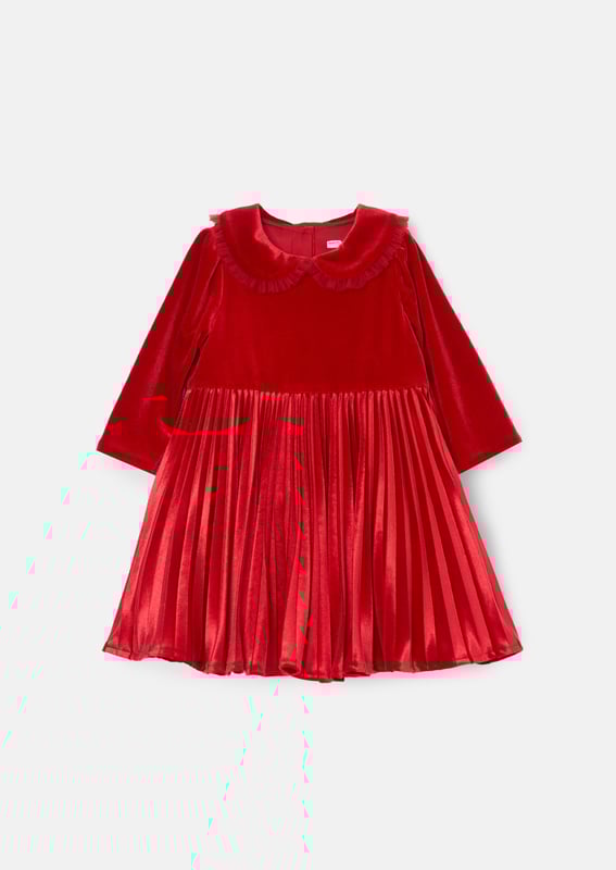 It's official. We've found THE perfect first Christmas dress for your little one. Crafted from luxurious   velvet. it's finished off with a pretty pleated collar and skirt. Simply divine!.