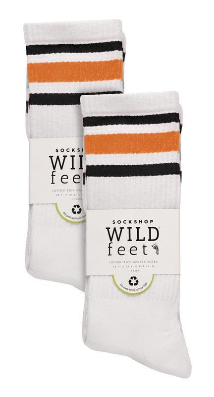 Classics are classic for a reason, and these socks embody the essence of classic design. Crafted to stand the test of time, with a focus on both form and function, these men's sport socks offer a timeless aesthetic that transcends fashion trends. Designed for athletes who prioritise a streamlined fit, these socks offer a reduced bulk that ensures a snug and lightweight feel inside your trainers and sports shoes. The cotton-rich fabric guarantees softness against your skin, keeping you comfortable and focused during your workouts. With their fine gauge construction, these socks provide an extra breathability, allowing fresh air to circulate and keep your feet cool and refreshed. These socks feature fully ribbed and elasticated legs that provide a secure and comfortable fit. With their classic twin sports stripe design, these socks not only deliver a timeless and sporty look but also add a touch of flair to your active outfit. Made for lasting performance, they are designed with reinforced toes and heels to withstand the rigours of your active lifestyle. With a convenient 6 pair multi pack, you'll have plenty of high-quality socks to keep you on top of your game. Wild Feet is a range of socks featuring cool designs, bold colours and quirky catchphrases - from pugs and penguins, to lions and llamas! Choose from a range of styles for men and ladies, from dress to trainer socks. There are even some novelty styles available! These socks are available in 3 styles. They come in one size: Men’s 6-11 UK, are made from 55% Cotton, 23% Polyamide, 15% Polyester, 7% Elastane and are machine washable.