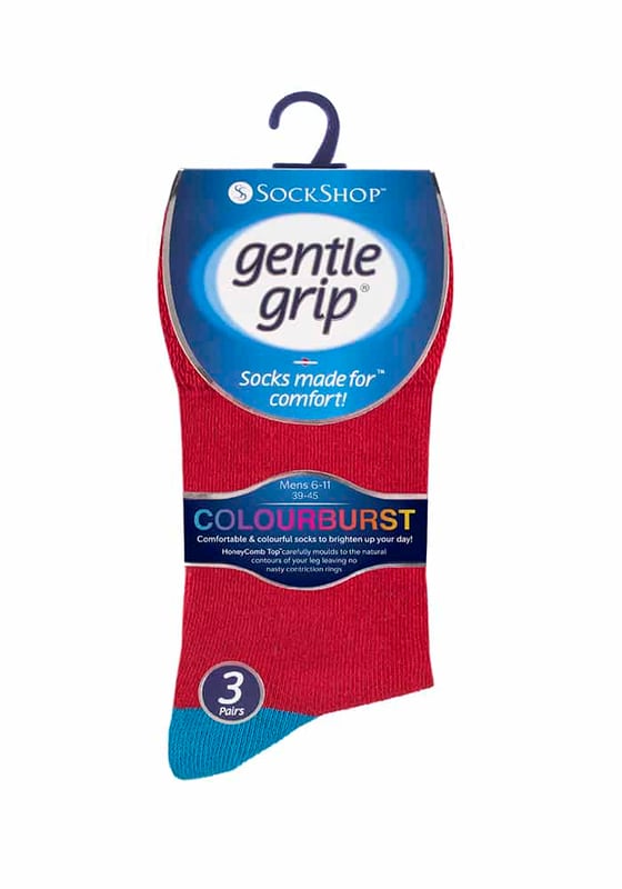 With a specially designed HoneyComb Top, Sockshop soft Gentle Grip® Socks are made more comfortable for all wearers, but particularly if you struggle with circulatory problems or swollen legs, ankles and feet. This collection of designs look as good as they feel too, made from soft, comfortable cotton rich yarn. keep your feet odour free with flat seamed toes for extra wearability All SockShop Gentle Grip® Socks are constructed to care for your legs, comfortably moulding to their natural contours without leaving any of those ugly, irritating and itchy constriction rings. These really are the socks going forward for anyone who dislikes those tight tops. Gentle grip tops that do not fall down with wear and are ideal for diabetics too!