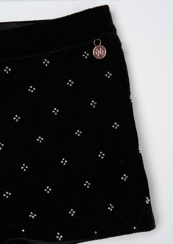 The long and short of it... These are stunning! Sumptuous velvet base scattered with shimmering beads and cut into a wider leg silhouette for comfort and style. they are the ultimate party outfit builder.