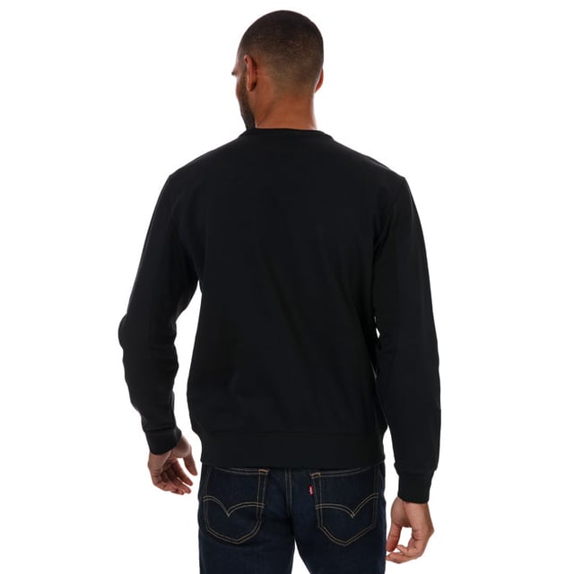 Mens Armani Exchange Placed Print Colourblock Sweatshirt in black.- Crew neck.- Long sleeves.- Front kangaroo pocket.- Colorblocking at backs of arms.- AX logo on chest.- 69% Cotton  31% Polyester. Machine washable. - Ref: 3ZZMANJQ2Z1200