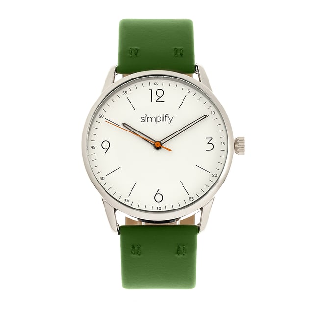 Polished Alloy Case; Precision Japanese Quartz Movement; Non-Glare Scratch-Resistant Mineral Crystal; Logo-Engraved Stainless Steel Caseback; Genuine Leather Strap; Logo-Engraved Stainless Steel Clasp; 41mm Case Diameter; 3ATM Water Resistance;