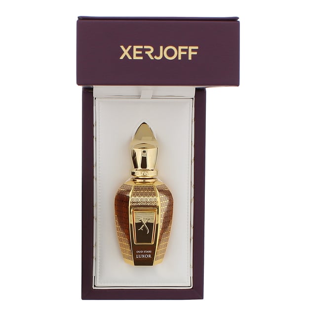 Luxor is an amber spicy fragrance for men and women, which was created by Chris Maurice and launched in 2020 by Xerjoff as part of their Oud Stars collection. The fragrance has top notes of Leather, Cinnamon and Cardamom; with middle notes of Tobacco, Myrrh, Incense and Atlas Cedar; and base notes of Thailand Oud, Cambodian Oud, Cypriol Oil and Patchouli.