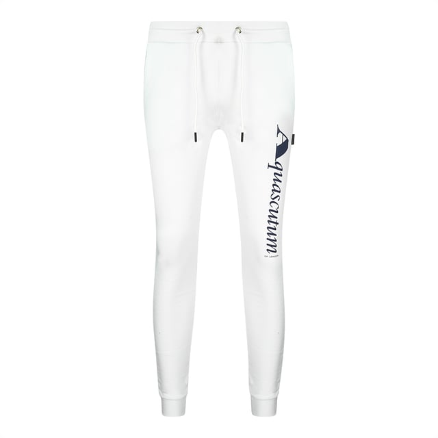 Aquascutum White Sweat Pants. Aquascutum White Sweat Pants. Adjustable Drawstring Waist. Branded Logo Down Side of Leg. Style Code: PAAI01 01. Regular Fit, Fits True To Size