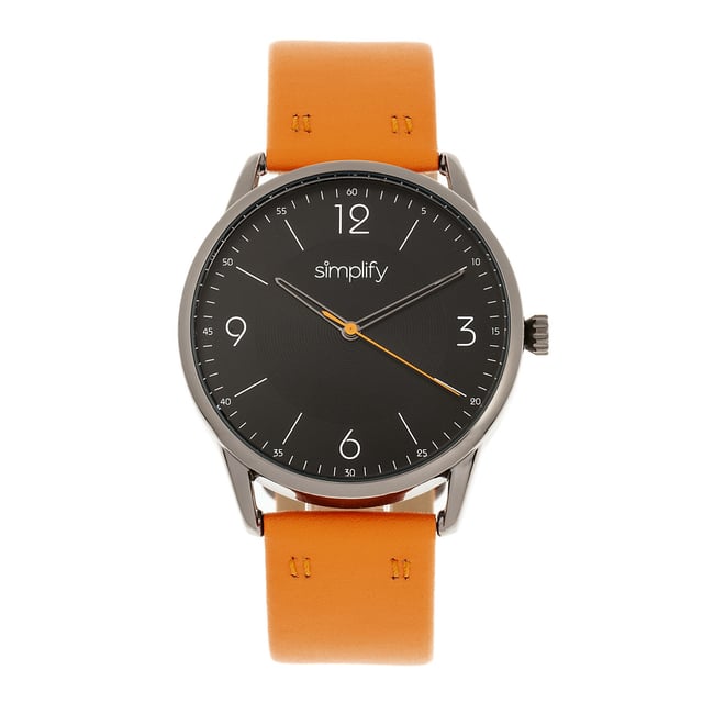 Polished Alloy Case; Precision Japanese Quartz Movement; Non-Glare Scratch-Resistant Mineral Crystal; Logo-Engraved Stainless Steel Caseback; Genuine Leather Strap; Logo-Engraved Stainless Steel Clasp; 41mm Case Diameter; 3ATM Water Resistance;