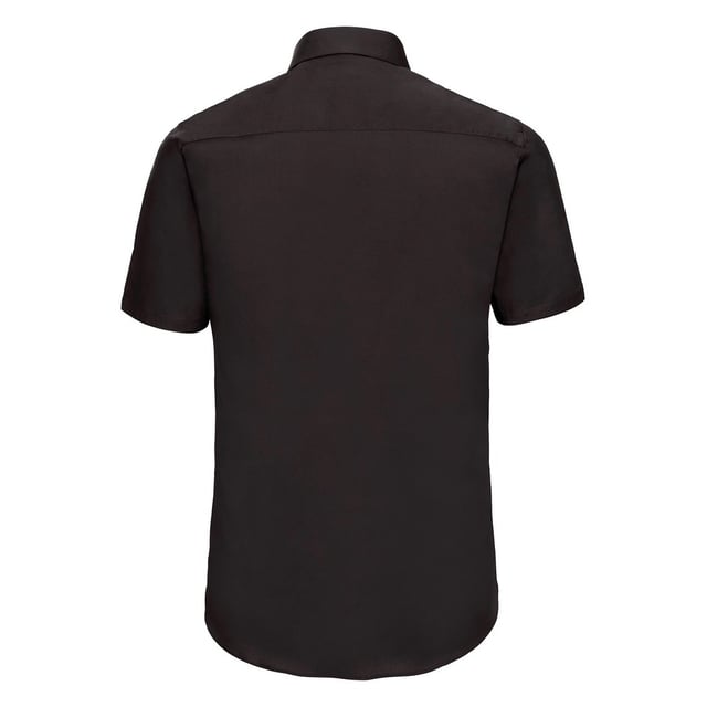 97% Cotton, 3% Elastane. Fabric: Poplin, Semi-Stretch, Soft Touch. Design: Plain. Fastening: Button-Down. Hem: Rounded. Neckline: Semi-Cutaway Boned Collar, Stiffened Collar, Turn Down Collar. Sleeve-Type: Short-Sleeved. Back Yoke, Double Folded Seams, Easy-Care, Self-Coloured Buttons. Fit: Fitted. 140gsm. Sustainability: Amfori, Better Cotton Initiative, BSCI, Fair Labor Association, Oeko-Tex Standard 100 Certified, WRAP Certified. Suitable for: Decoration.  14.5in-15in: 38 in.  17in-17.5in: 44 in.  16in-16.5in: 42 in.  15.5in: 40 in.  19.5in: 50 in.  18in: 46 in.  18.5in-19in: 48 in.
