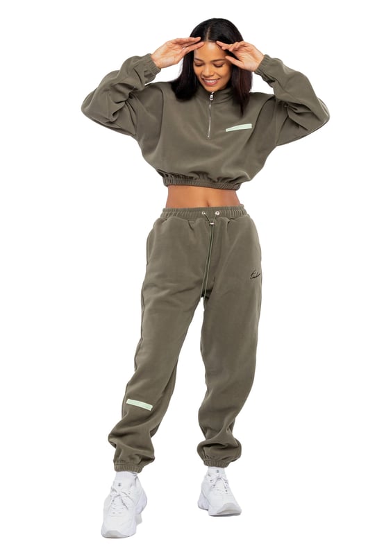 Tom Barron Dames Casual Cropped Fleece Stijlvol Oversized Trainingspak