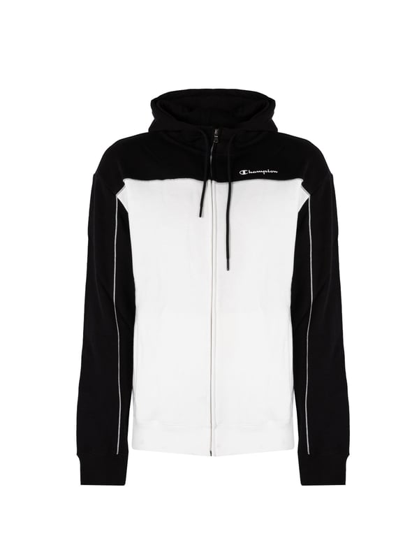 Champion Sudadera Zip-Hoodie del hombre negro, Blanco
