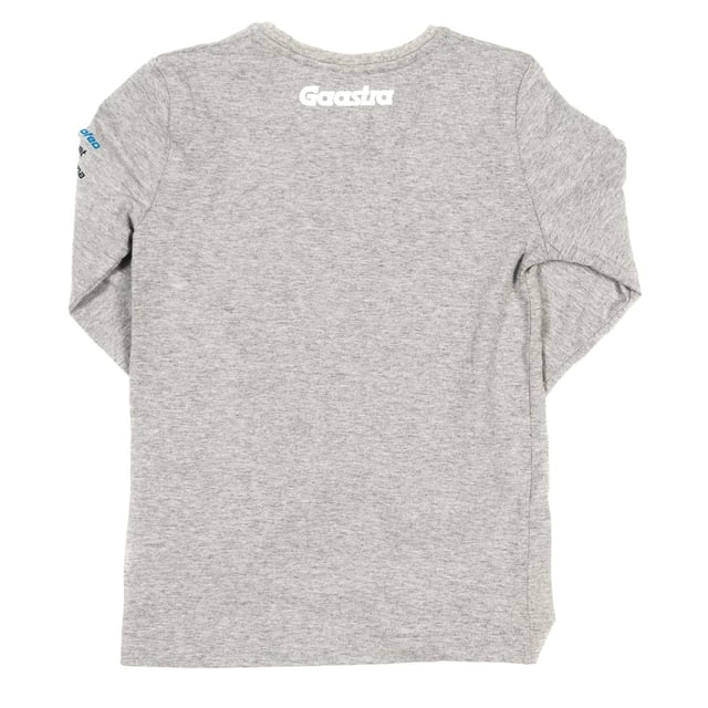 Camiseta de manga larga.
Color Gris
Cuello redondo con acabado acanalado.
Estampado de la marca en el frontal y en las mangas.
Costuras vistas a tono.

Composición:  100% Algodón

Lavar a mano.
- No usar lejía.
- No planchar.
- No usar secadora.
- No lavar en seco.
