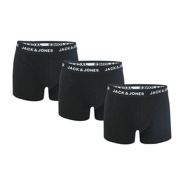 Lot de 3 boxers Jack Jones Anthony pour homme en noir.<BR><BR>- Ceinture élastiquée avec logo.<BR>- Lot de 3.<BR>- Conception mi-longue.<BR>- 95% coton, 5% élasthanne. Lavable en machine.