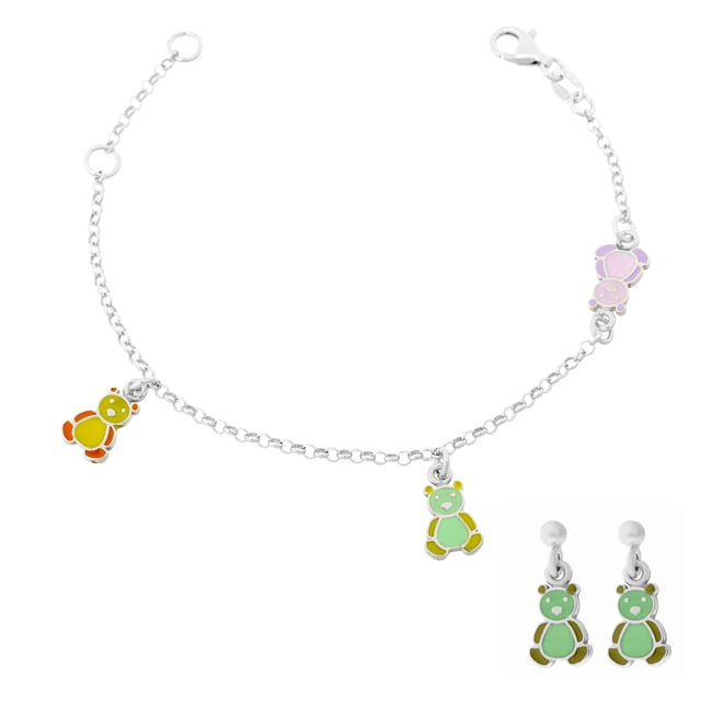 This Orphelia Set: Bracelet + Earrings in Silver is made of the highest quality allergy free 925 Sterling Silver. The Orphelia 'Bear' Child's 925 Sterling Silver Set: Bracelet + Earrings - Silver SET-7140/GR comes delivered in a beautiful gift box and has a two year warranty - the perfect gift to spoil yourself or a loved one.
