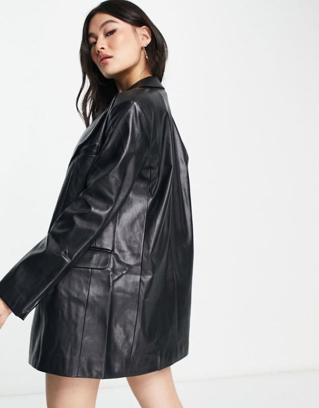 Asyou faux leather biker jacket in black Clearance