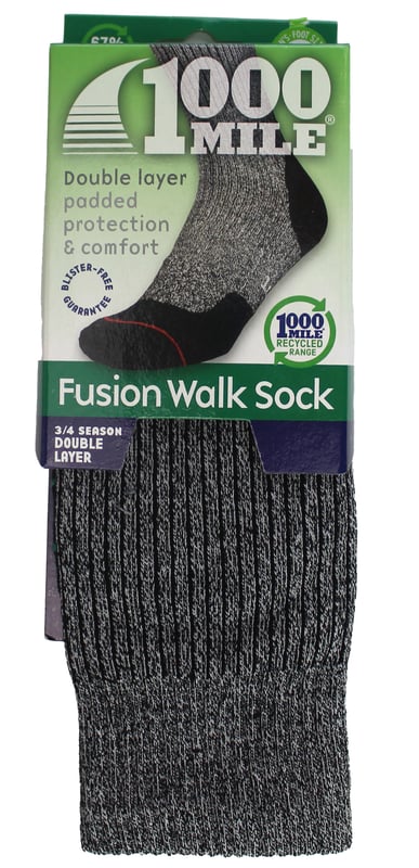 1000 Mile Calzini Da Running Uomo Fusion – Cavigliera Doppio Strato Antivesciche, Taglie UK