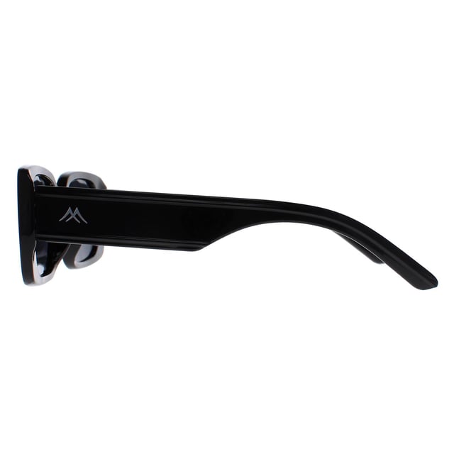 Montana Rectangle Womens Shiny Black Grey Polarized MP76  Sunglasses are a glamorous rectangle frame crafted from lightweight acetate. The temples feature the Montana logo creating a fashion-forward look that complements any outfit, making these sunglasses a versatile accessory for both casual and formal occasions.