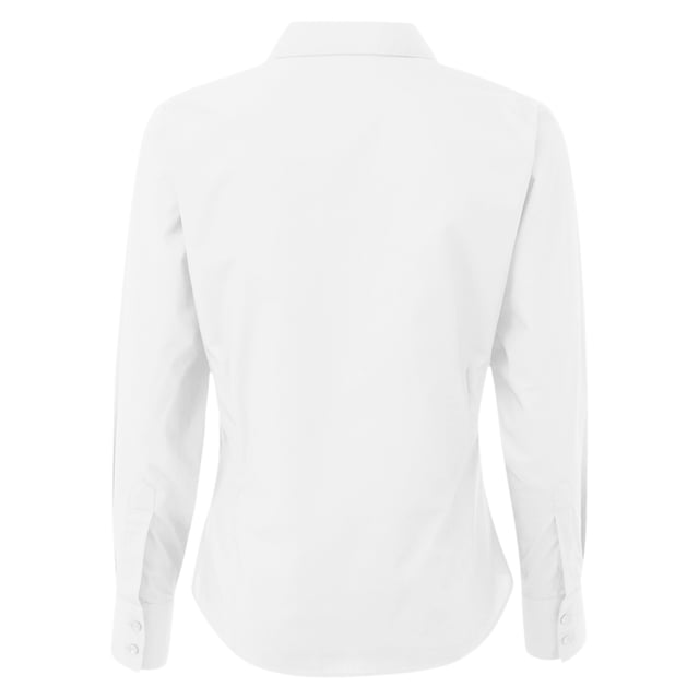65% Polyester, 35% Cotton. Fabric: Poplin. Design: Plain. Fastening: Button-Down. Neckline: Collared. Cuff: Double Button. Sleeve-Type: Long-Sleeved. Hem: Rounded. 2 Back Darts. Sustainability: Amfori, BCI Approved, REACH, Sedex, WRAP Certified. 6 UK: 31 in. 8 UK: 33 in. 10 UK: 35 in. 12 UK: 37 in. 14 UK: 39 in. 20 UK: 45 in. 22 UK: 47 in. 24 UK: 49 in. 26 UK: 51 in. 28 UK: 53 in. 18 UK: 43 in. 16 UK: 41 in. 30 UK: 55 in.