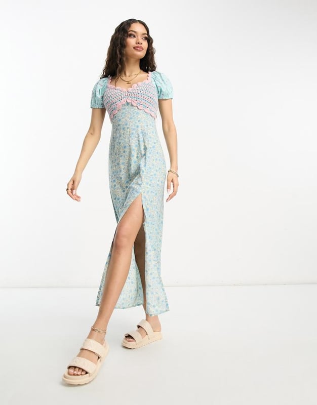 white christmas dresses Tulip Blue Crochet Mini Dress main image 0